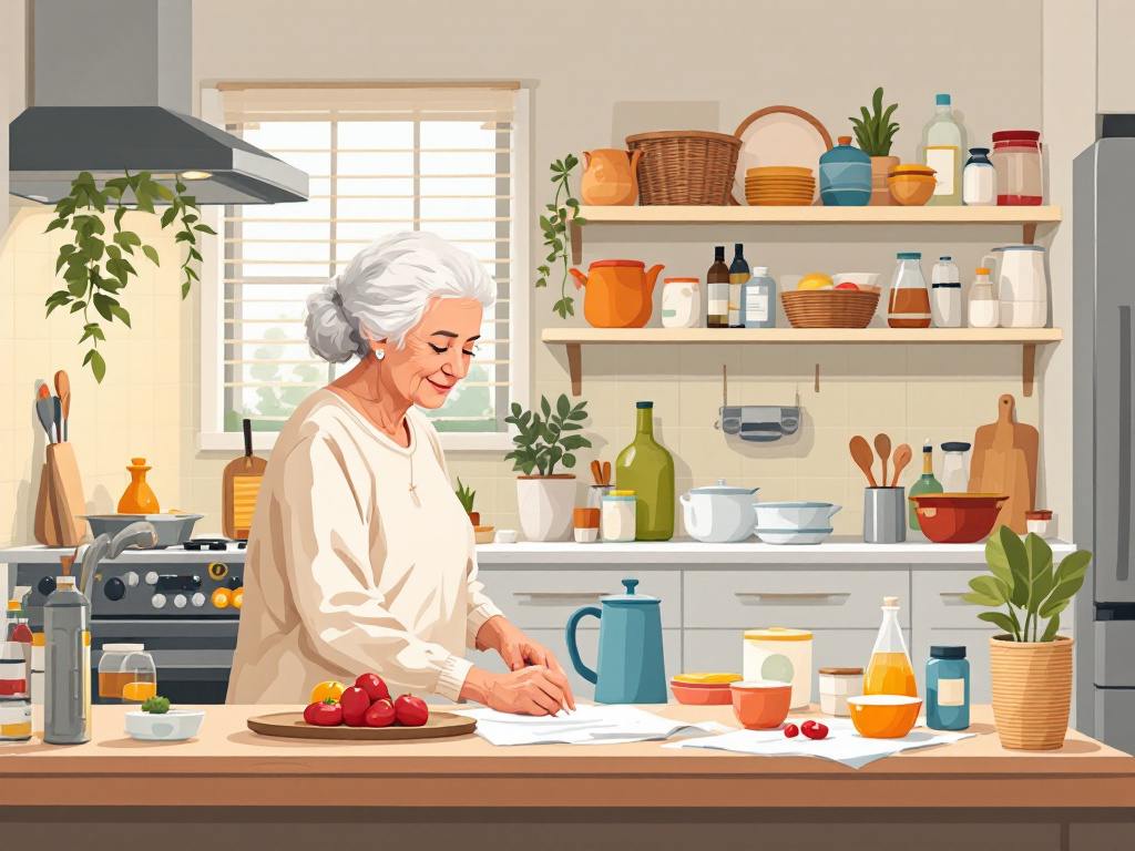 Editorial illustration for Reorganizing Mom's Kitchen Together, Without Taking Over